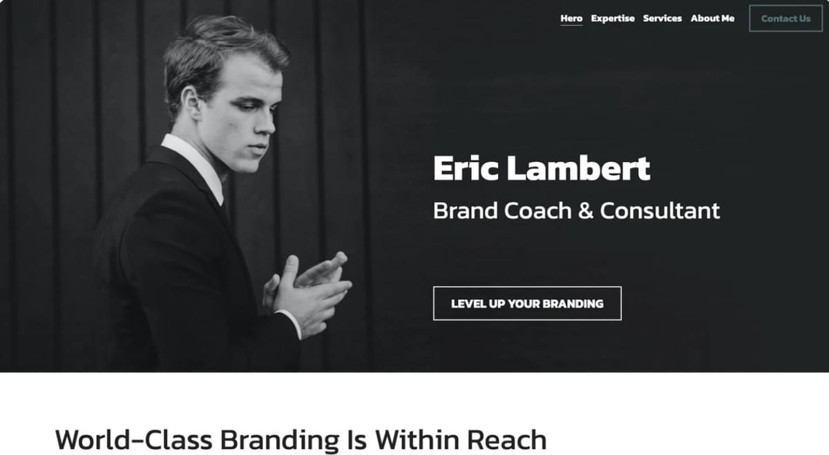 Modelo Brand Coach da Strikingly