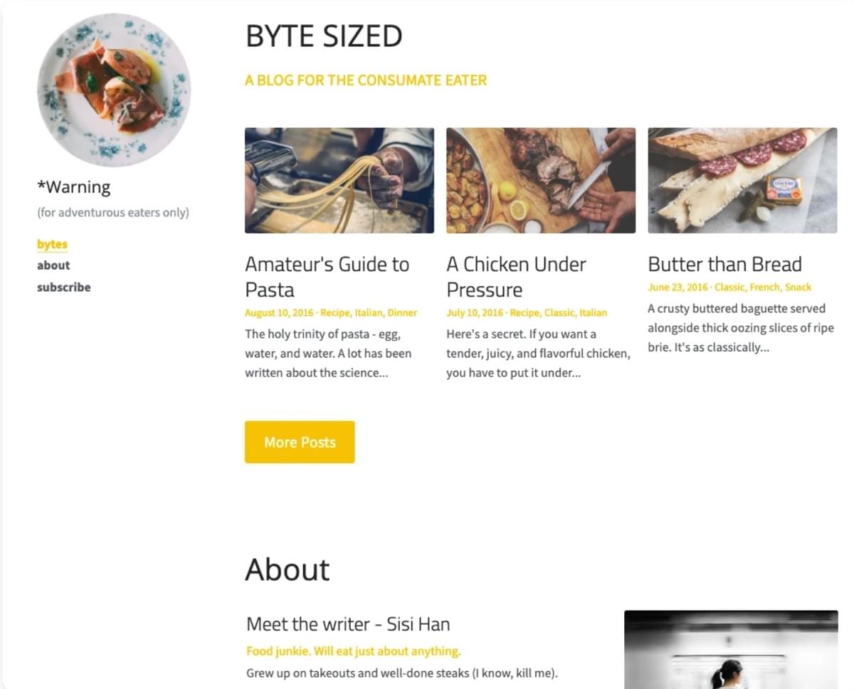 Byte Sized Blog Template van Strikingly