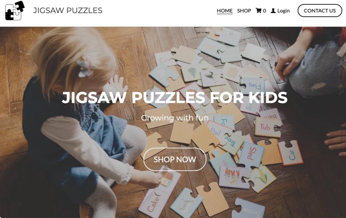 Sjabloon voor een online puzzelwinkel van Strikingly
