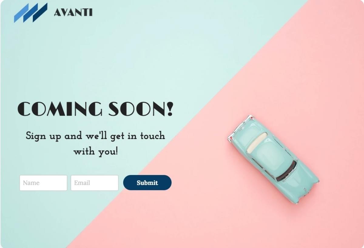 Ideias para Lead Magnets: Template Avanti da Strikingly