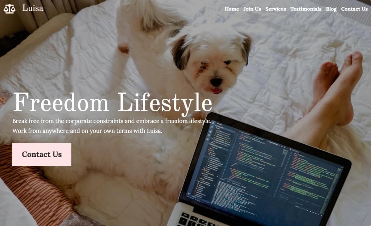 Modelo Freedom Lifestyle da Strikingly