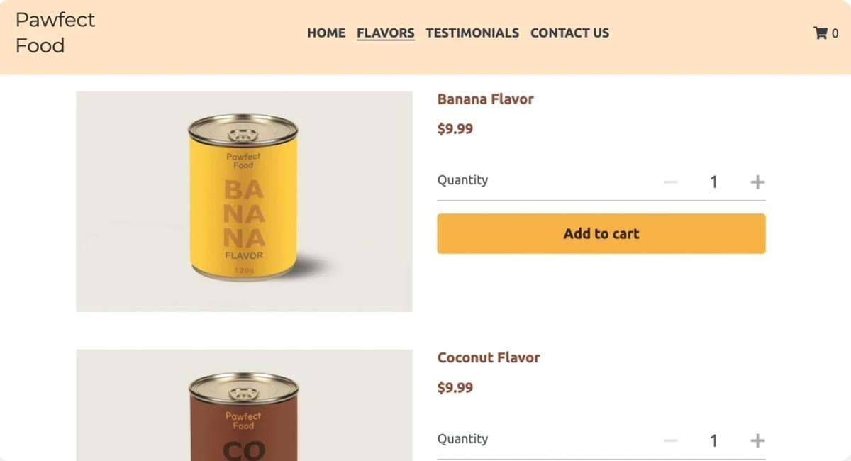 Pawfect Food Template van Strikingly