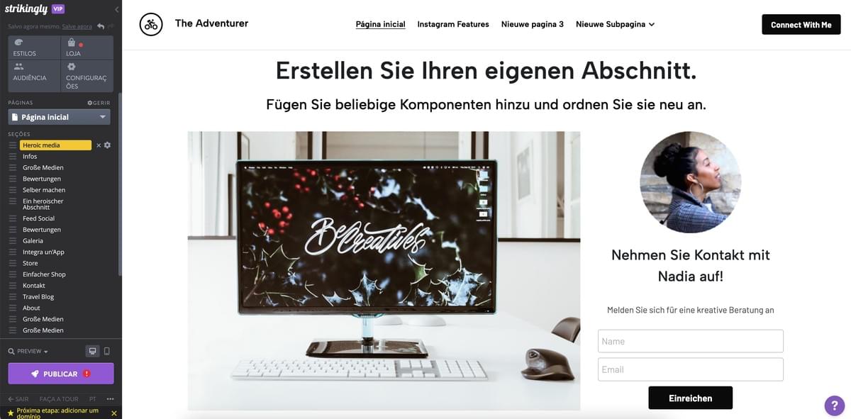 Editor de Sites Strikingly