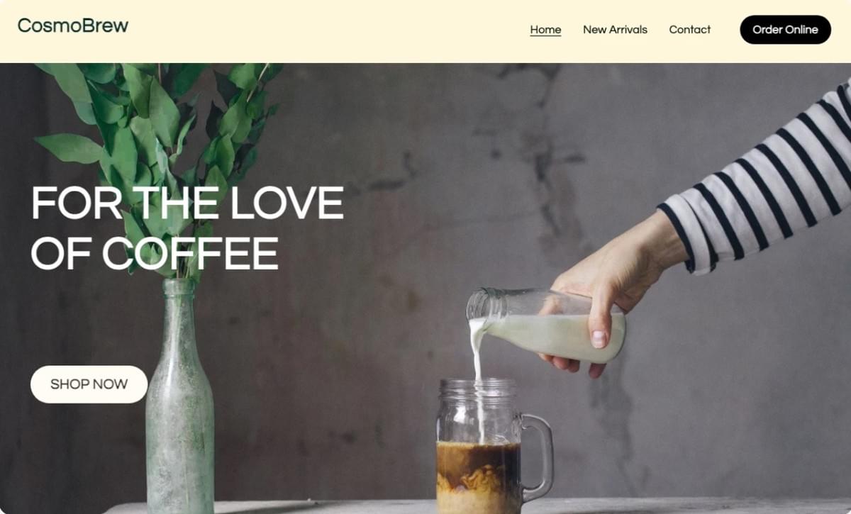 CosmoBrew-sjabloon van Strikingly