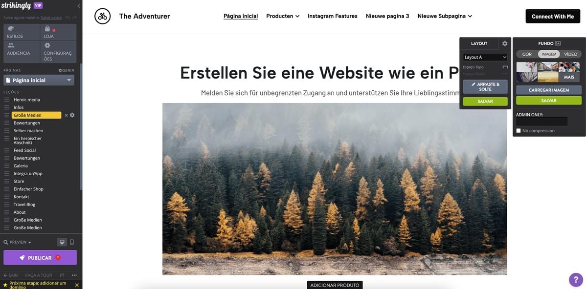 Editor de Sites Strikingly