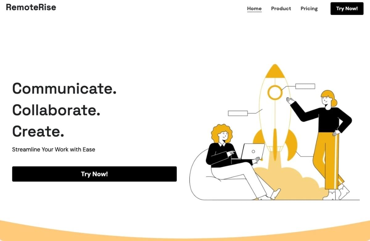 Template RemoteRise com Strikingly