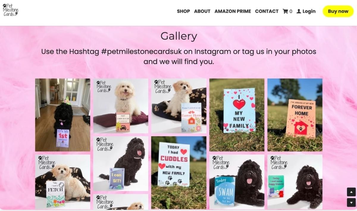 Website met mijlpaalkaarten voor huisdieren