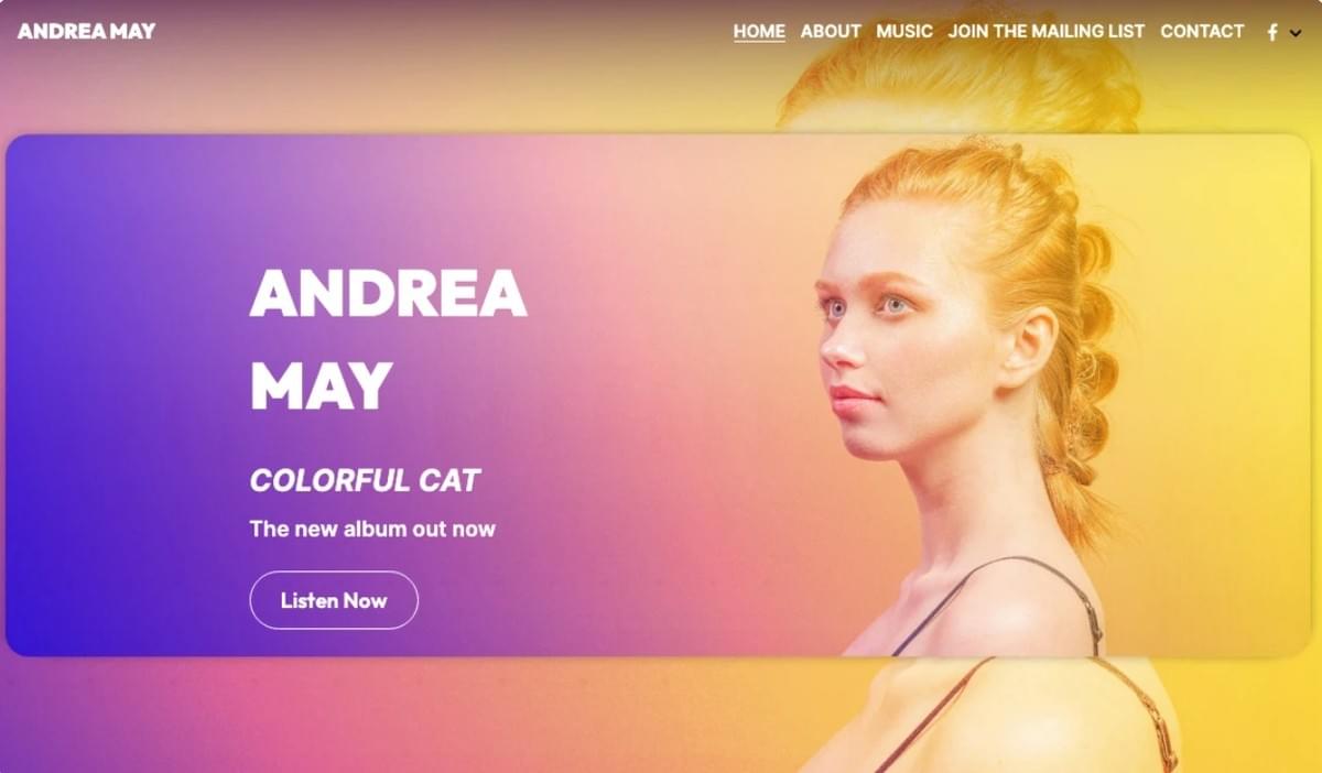 Andrea May-sjabloon van Strikingly