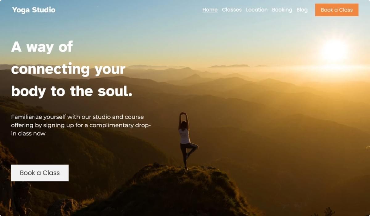 Yoga Studio Sjabloon van Strikingly