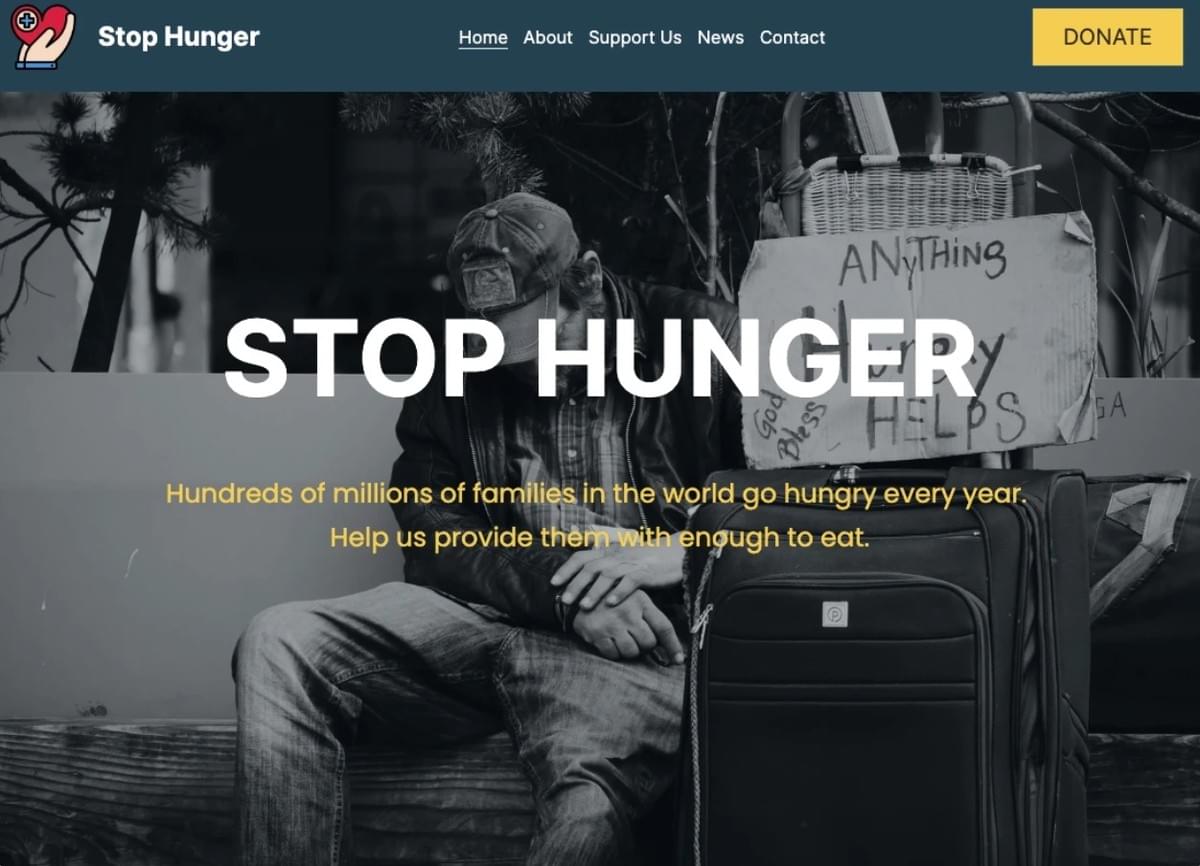 Stop Honger Nonprofit Website Ontwerp Sjabloon