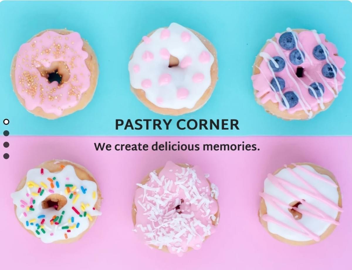 Modelo de Blog de Culinária Pastry Corner da Strikingly