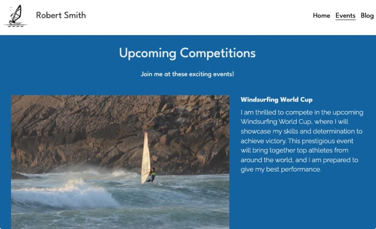 Modelo Windsurfer da Strikingly