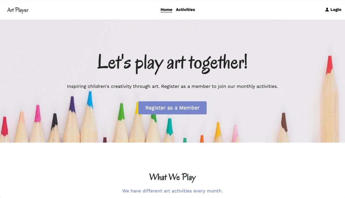 Template Art Player do Strikingly