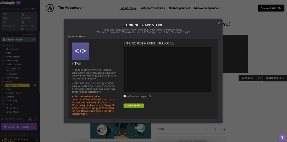 Strikingly HTML Section