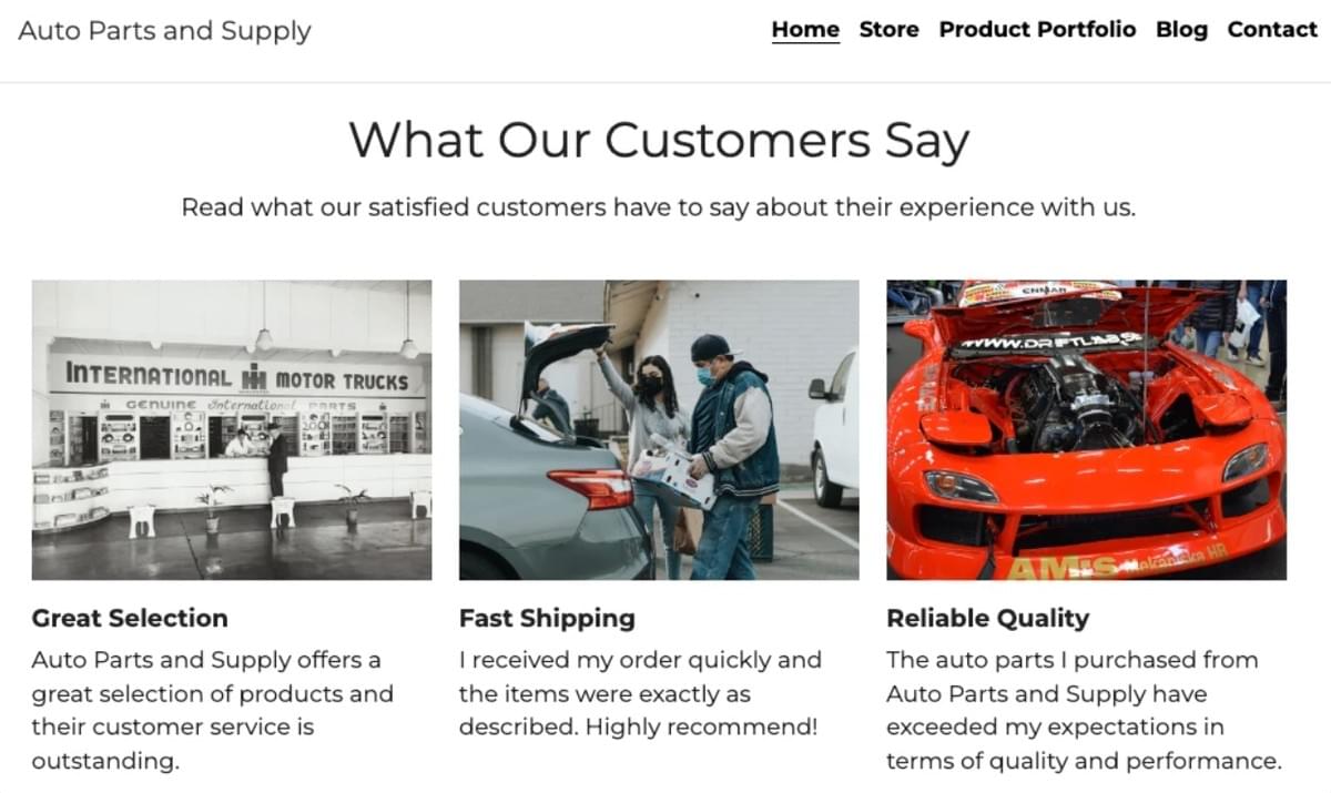 Seção de Depoimentos em um Site Strikingly