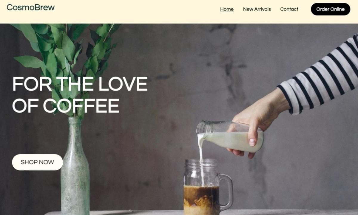 CosmoBrew-sjabloon van Strikingly