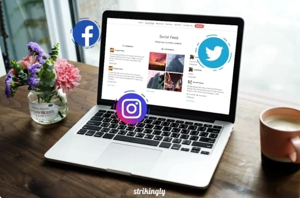 Secção de feeds sociais impressionante