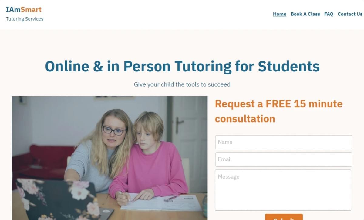 Student Tutoring Template van Strikingly