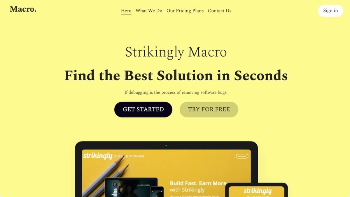 Macro-sjabloon van Strikingly