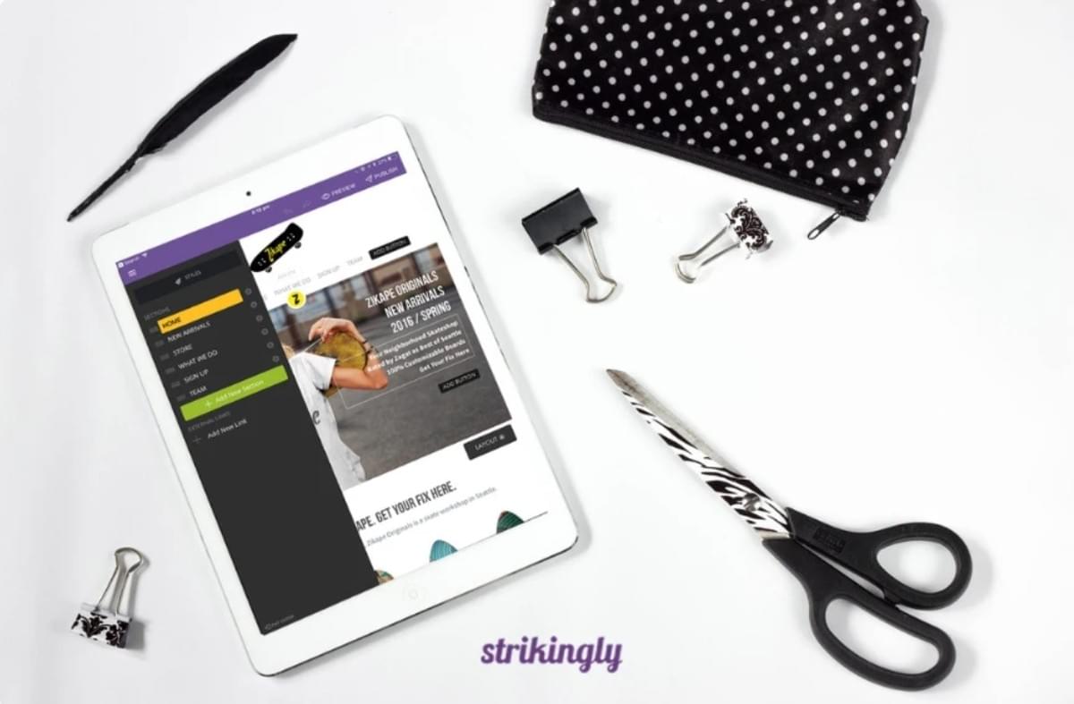 Opvallende website-editor op mobiel