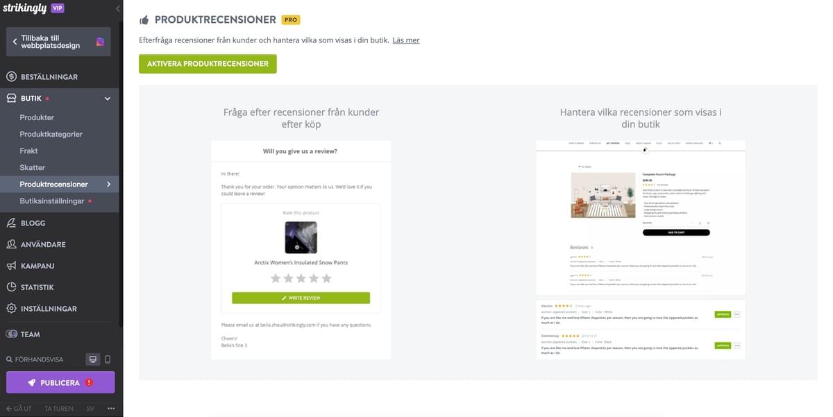 Strikingly Produktrecension Funktion