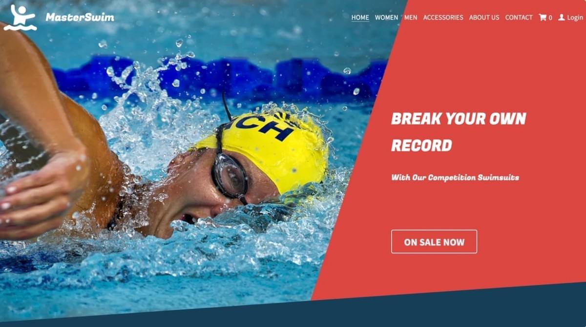 Zwembroekwinkel sjabloon van Strikingly
