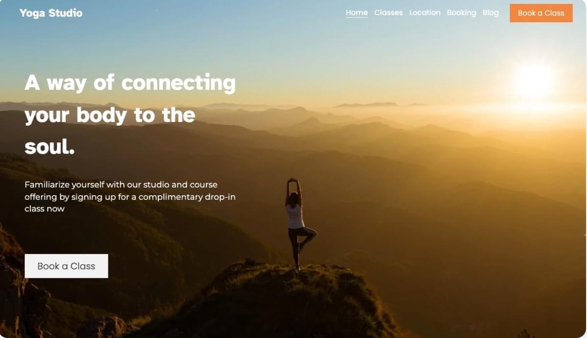 Modelo de Estúdio de Yoga da Strikingly