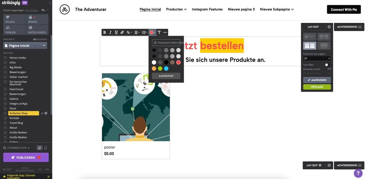 Strikingly Online Store Editor