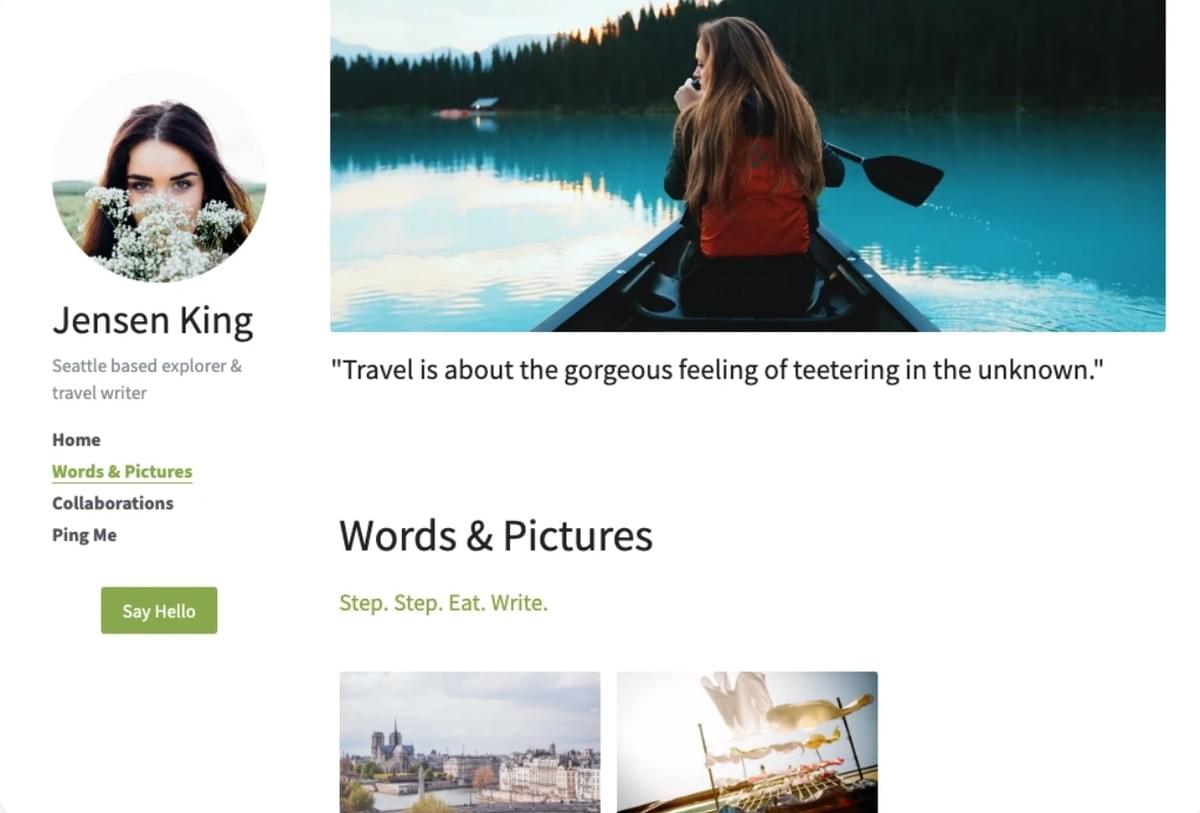 Schoon Blog Template van Strikingly