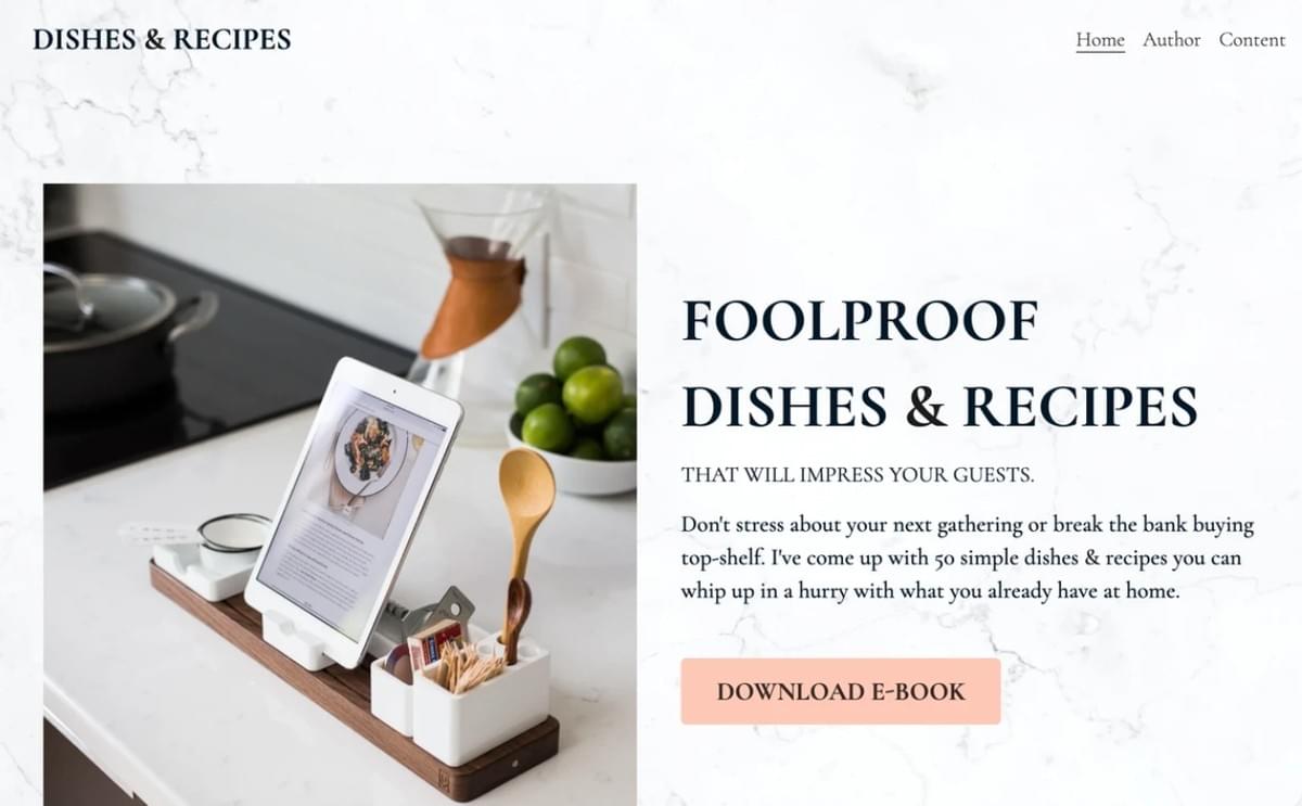 Gerechten & Recepten Sjabloon van Strikingly