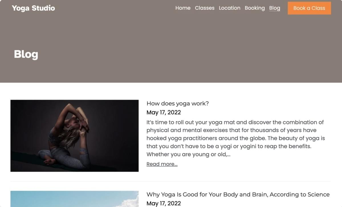 Modelo de Yoga da Strikingly