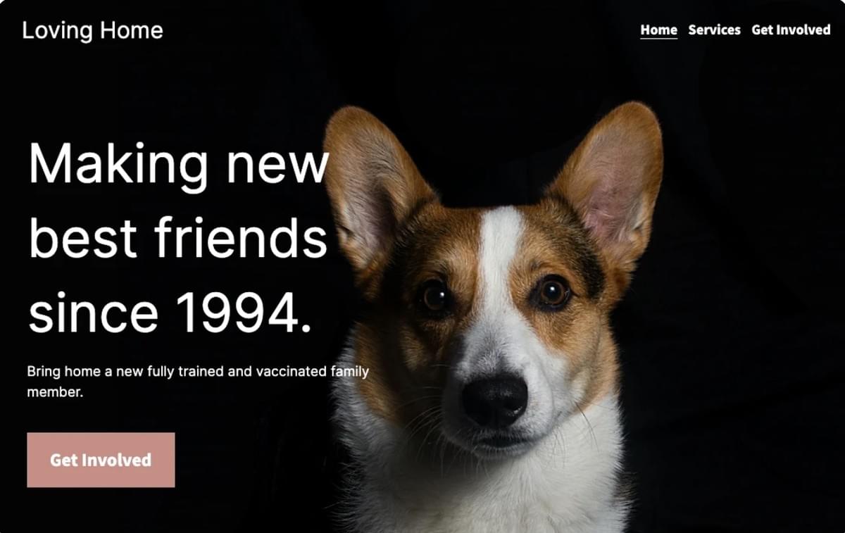 Modelo Loving Home da Strikingly