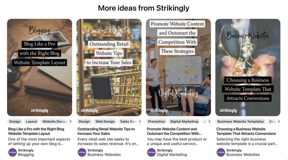 De Pinterest-profielpagina van Strikingly