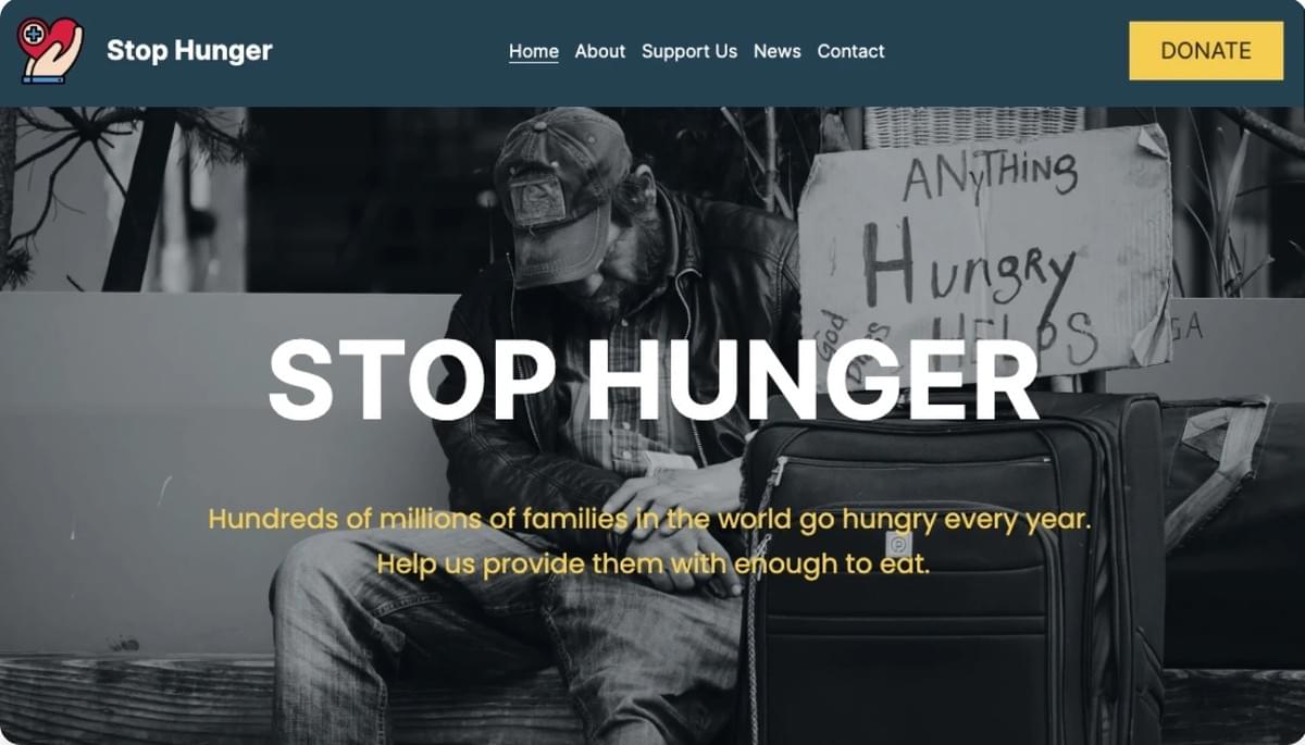 Modelo para acabar com a fome da Strikingly