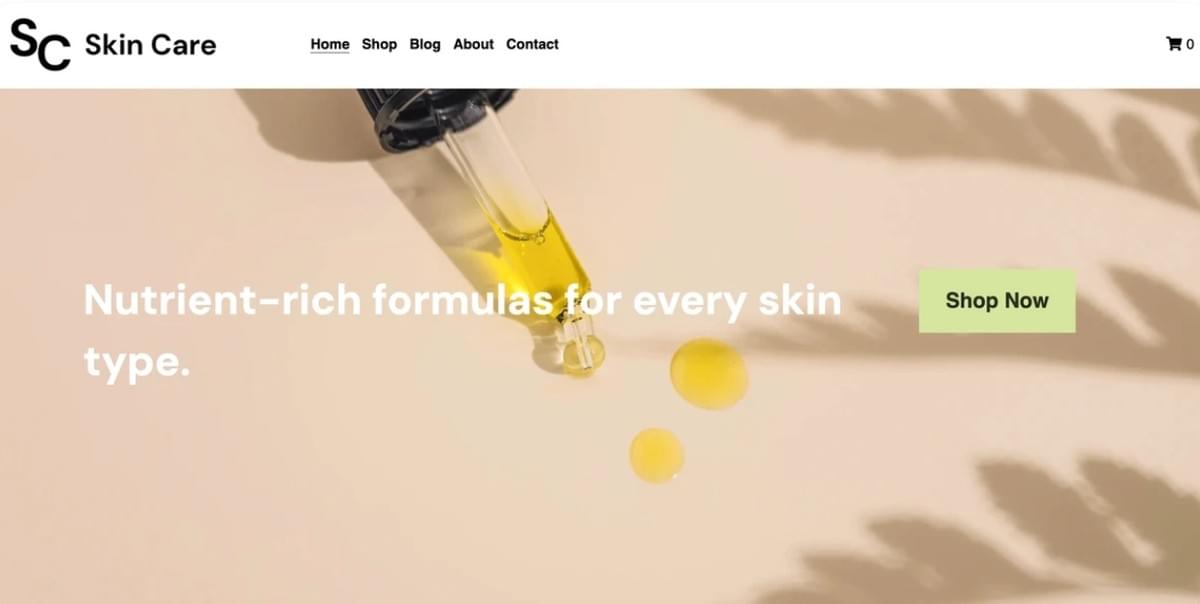 Skin Care Sjabloon van Strikingly