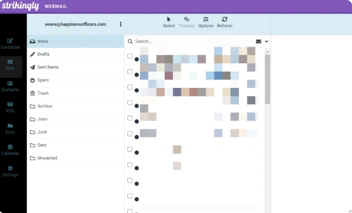 Strikingly Webmail Posteingang
