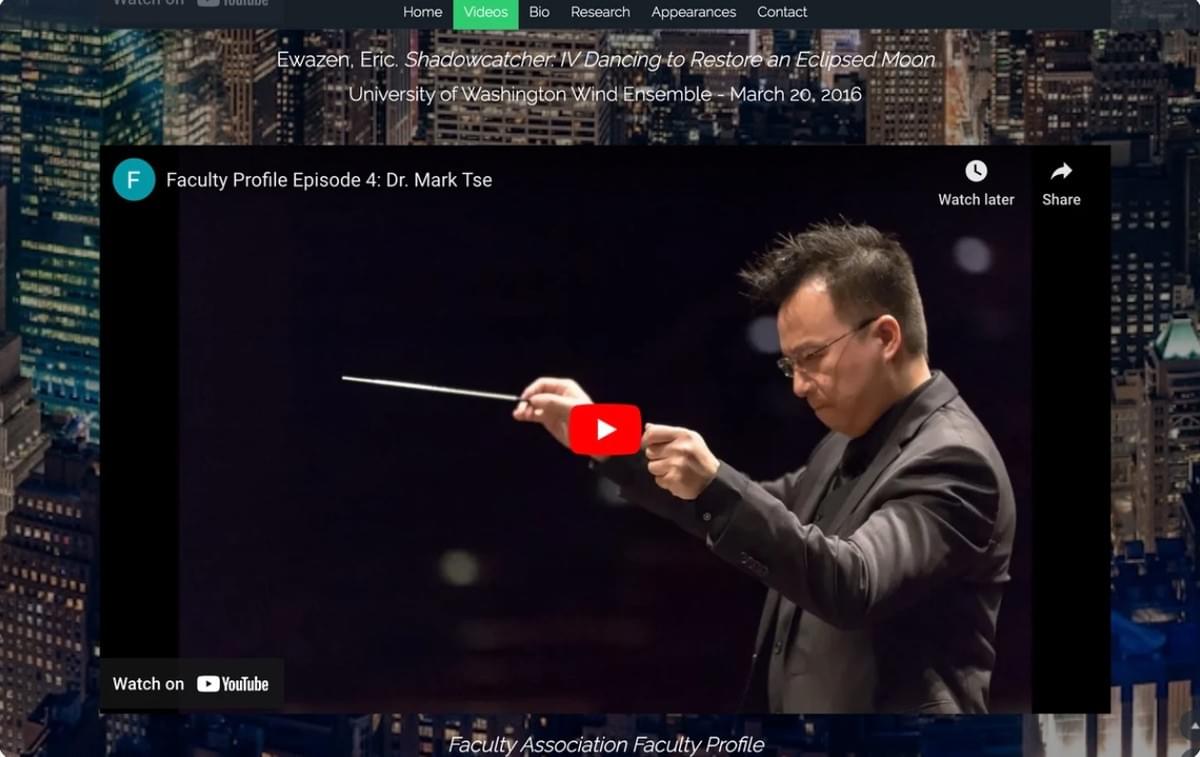 Mark Tse - dirigent - website met YouTube-video
