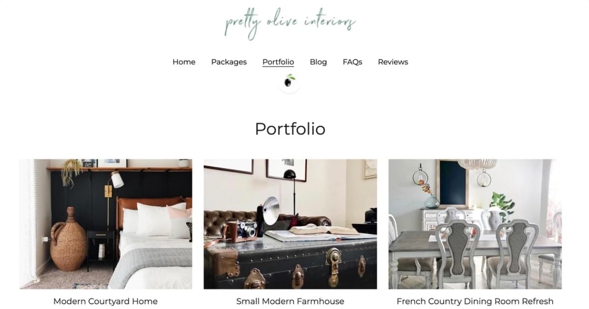 De website van Pretty Olive Interior Design