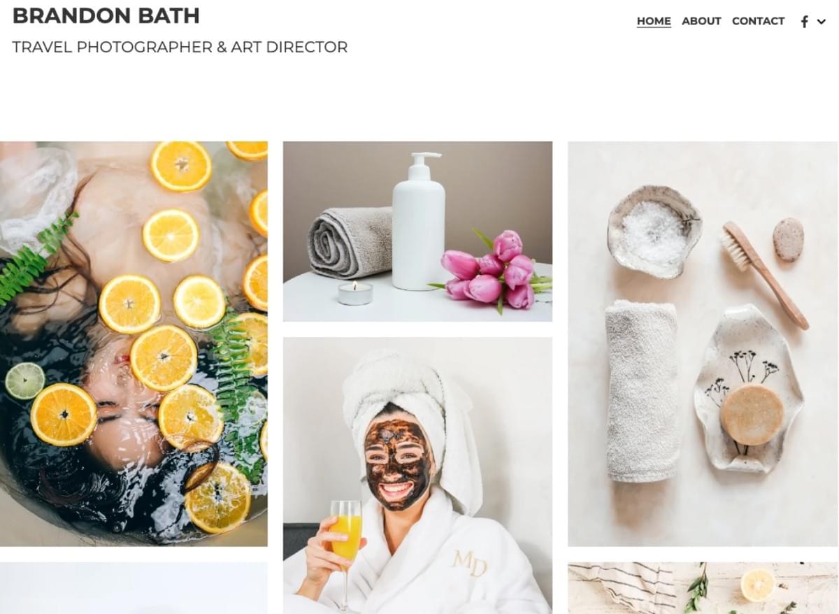 Modelo de fotografia em mosaico da Strikingly