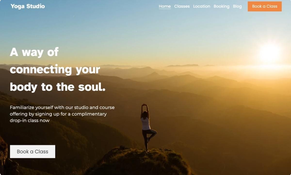 Yoga sjabloon van Strikingly