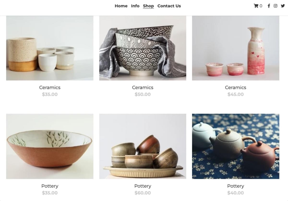 Dine Fine Store-sjabloon van Strikingly