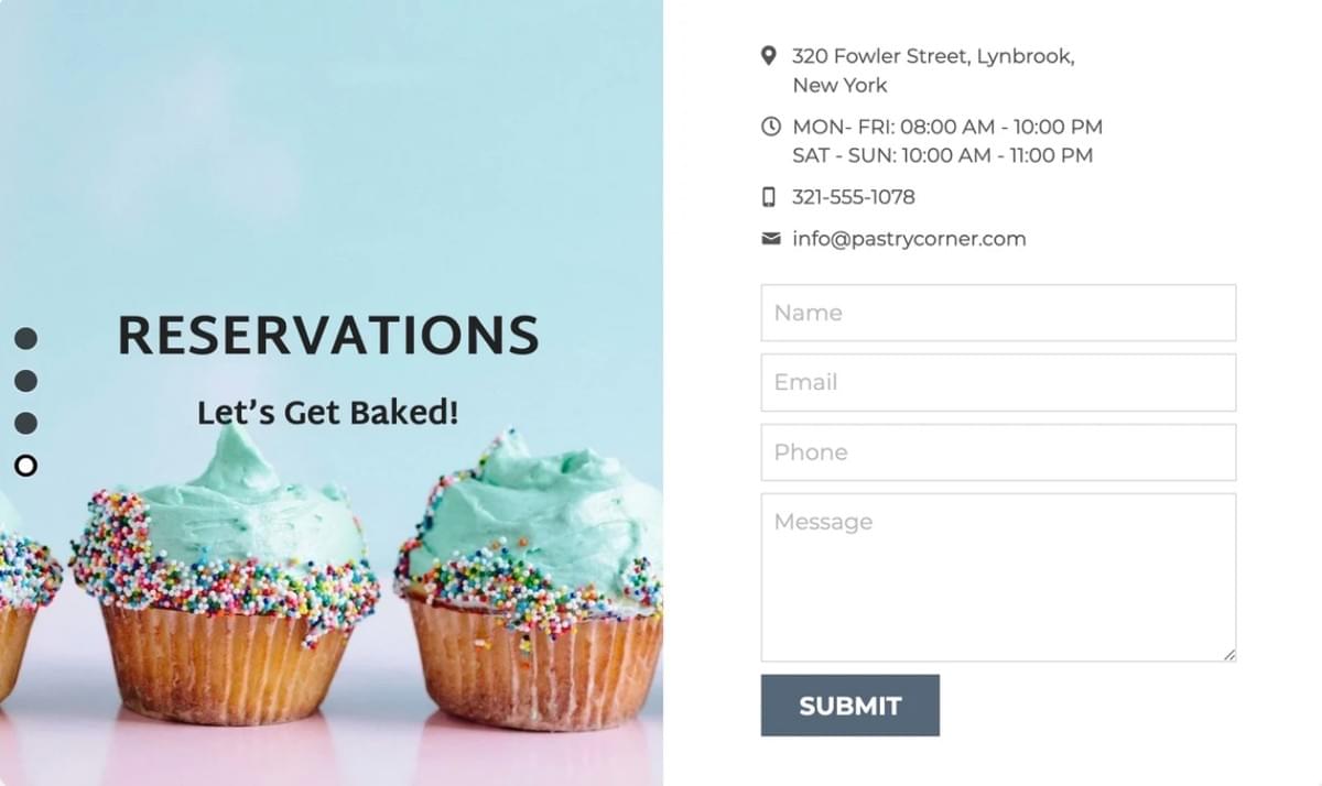 Template Pastry Corner da Strikingly