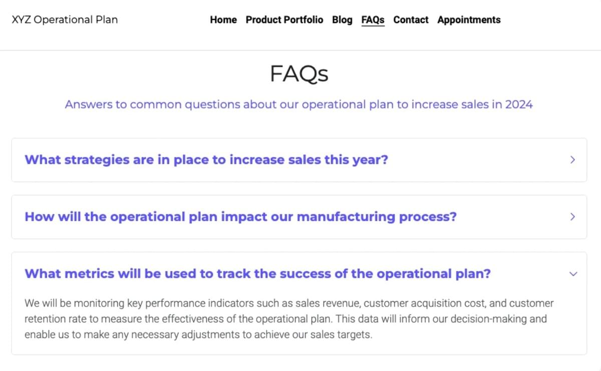 Website voor operationele planning