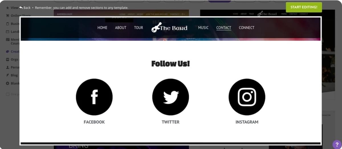 Social-Proof-Tools nutzen - Strikingly - Integration von sozialen Medien