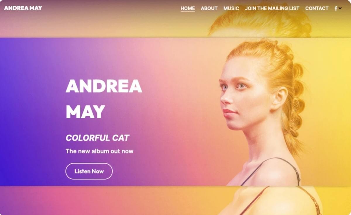 Andrea Template van Strikingly