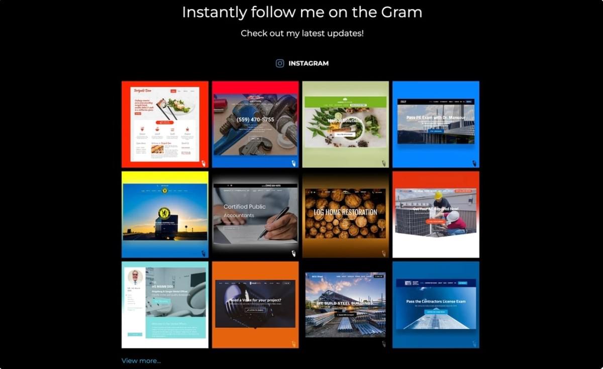 Ashmith website instagram-sectie