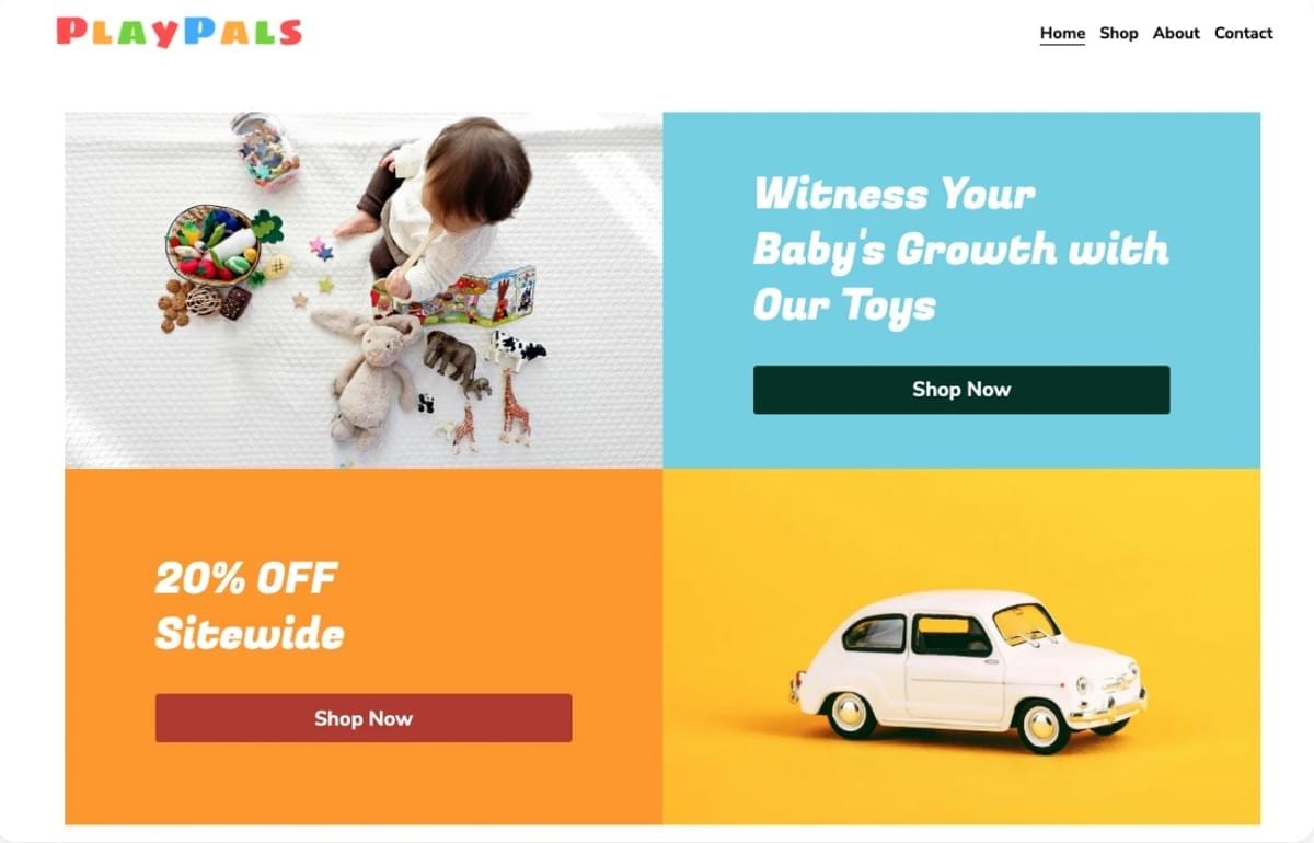 PlayPals-sjabloon van Strikingly