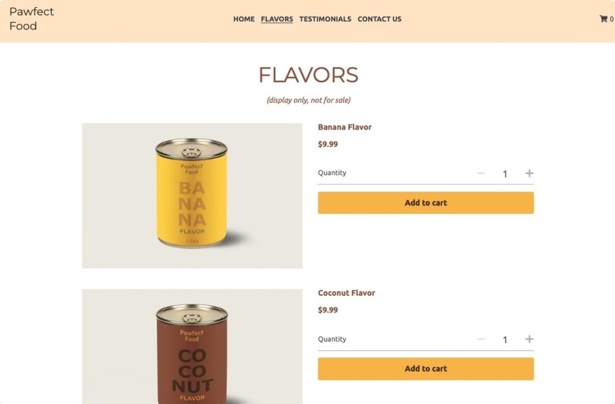 Pawfect Food-sjabloon van Strikingly