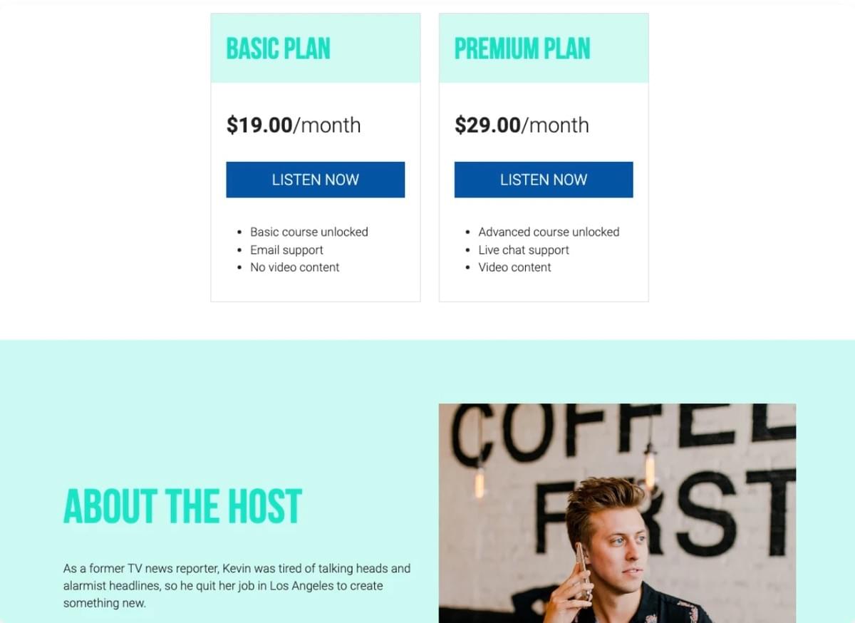 Podcast Sjabloon van Strikingly