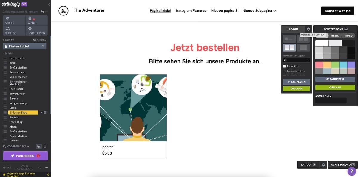 Strikingly winkel editor